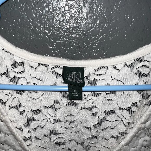 Wild Fable Ivory Lace Long Sleeve Mini Dress Medium Boho Ruffle Hem - Picture 5 of 9